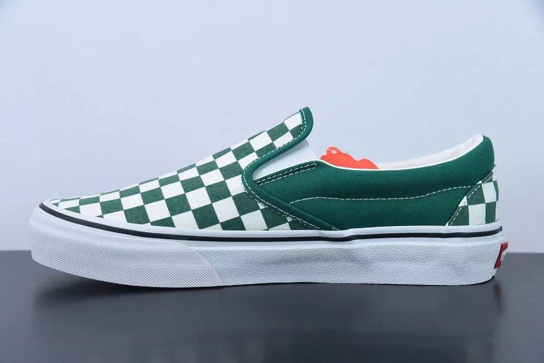 Vans slip on Classic checkerboard white green Women s Fashion