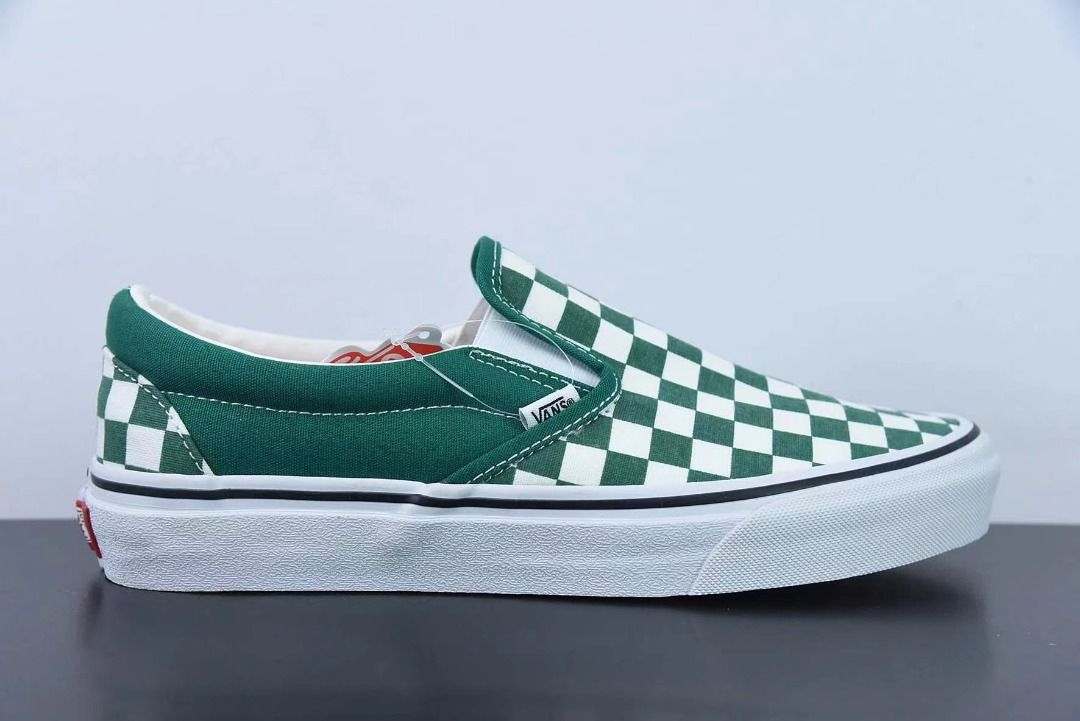 Vans slip on Classic checkerboard white green Women s Fashion