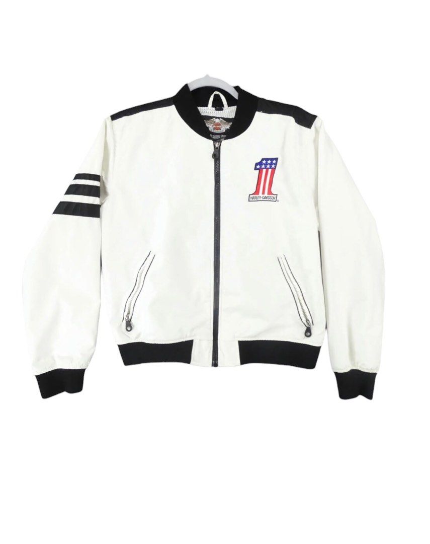 Vintage HARLEY DAVIDSON No.1 Jacket Women Medium White Nylon