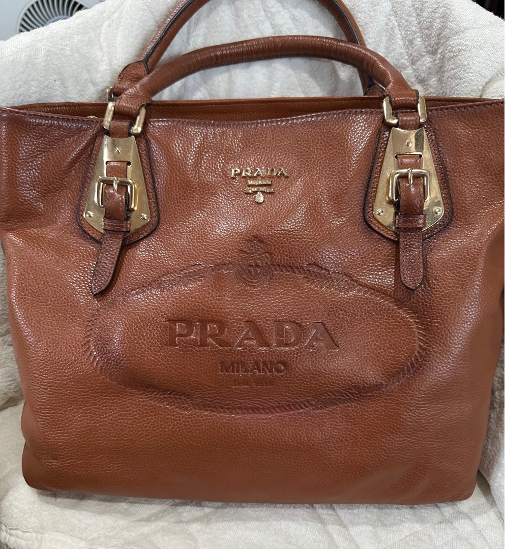 Prada calf leather tote bag deals