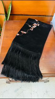 Vintage Silk Shawl Scarve with Embroidered Detail
