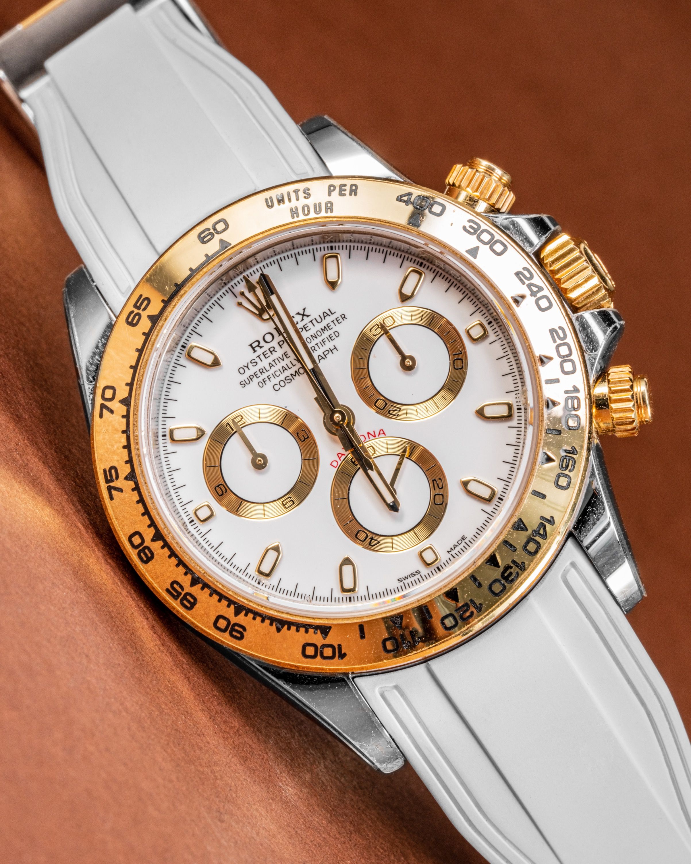 White gold daytona rubber strap sale
