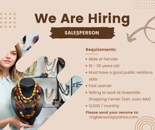 We are hiring: Salesperson