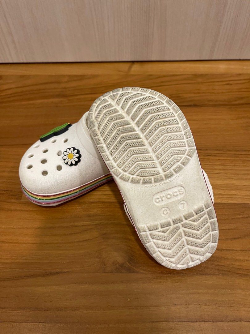 White and on sale rainbow crocs