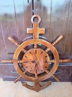 Wooden anchor wall clock
