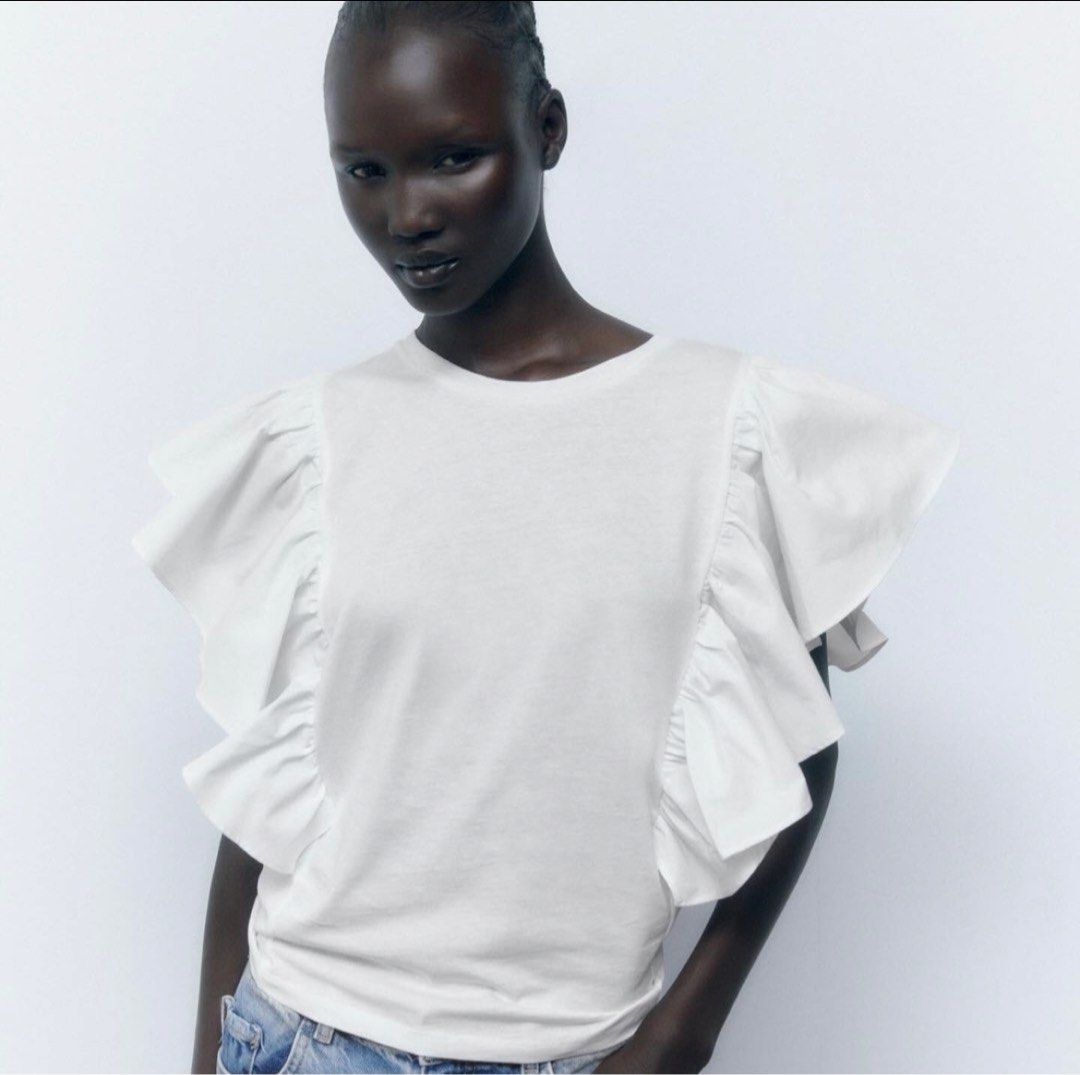 Zara ruffle shirt sale