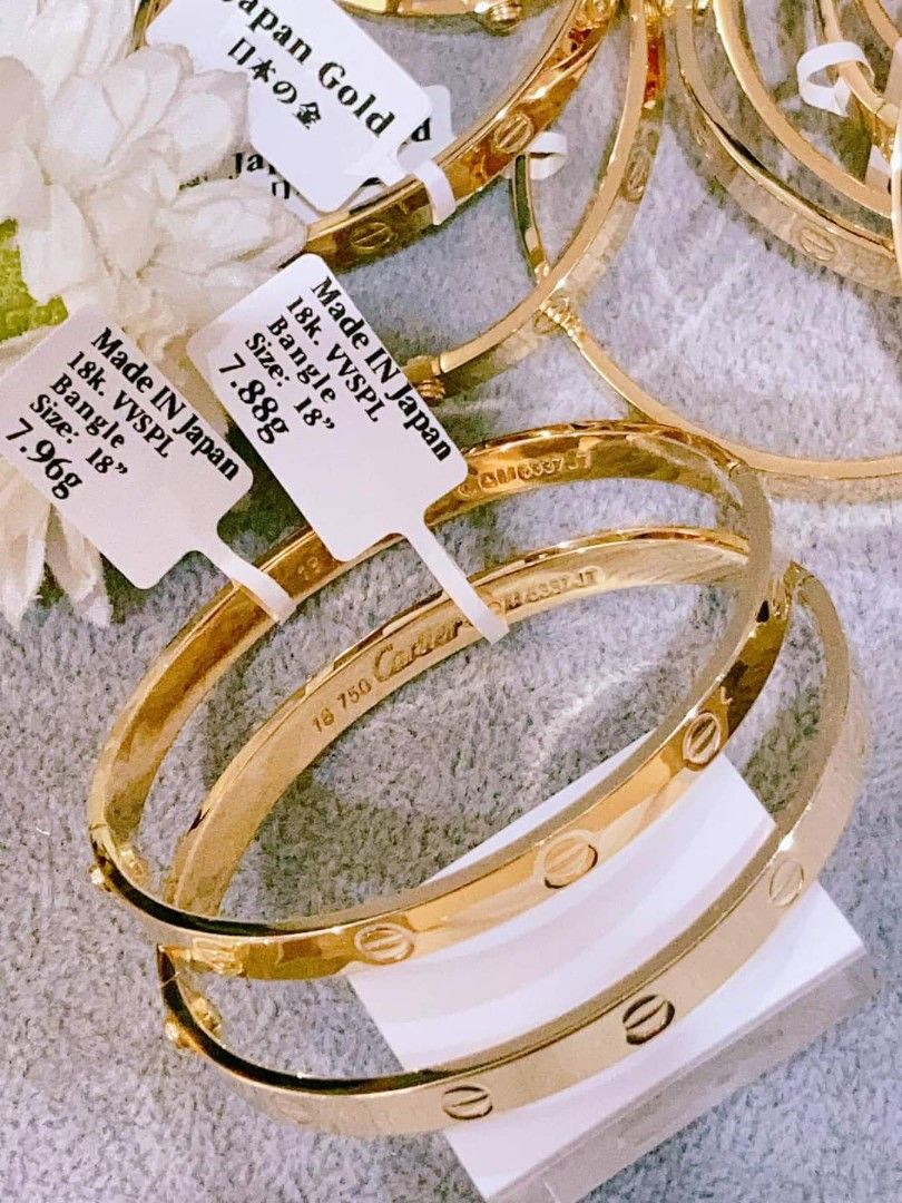 18K Japan Gold screwtype love Cartier bangle Women s Fashion Jewelry Organizers Bracelets on Carousell