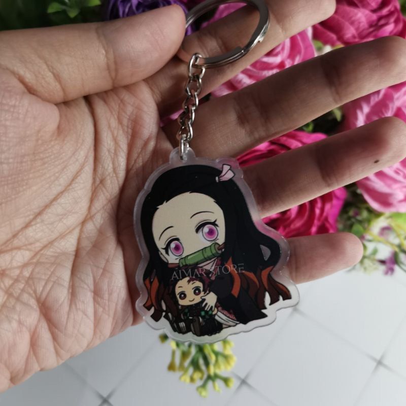 1 pc Keychain Anime Demon Slayer Kimetsu No Yaiba Keychain Double
