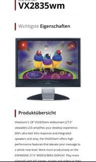 27.5 LCD ViewSonic HDMI VX2836wm64187039936514110