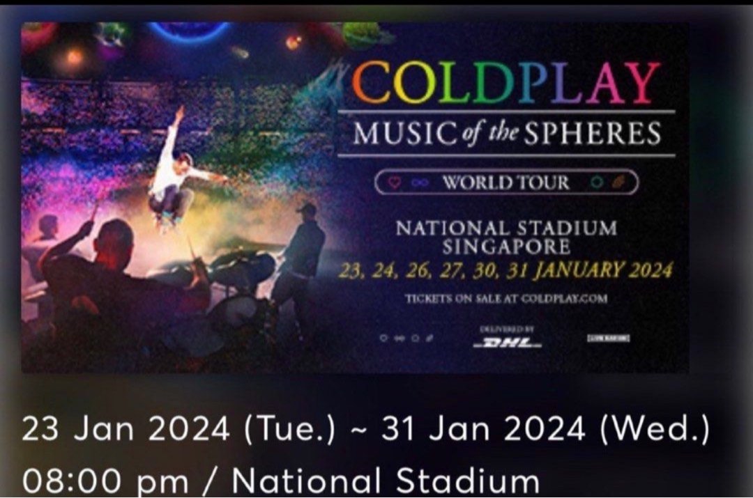 2 x CAT 4 Coldplay Tickets 26/01/2024 Singapore Coldplay Music of the