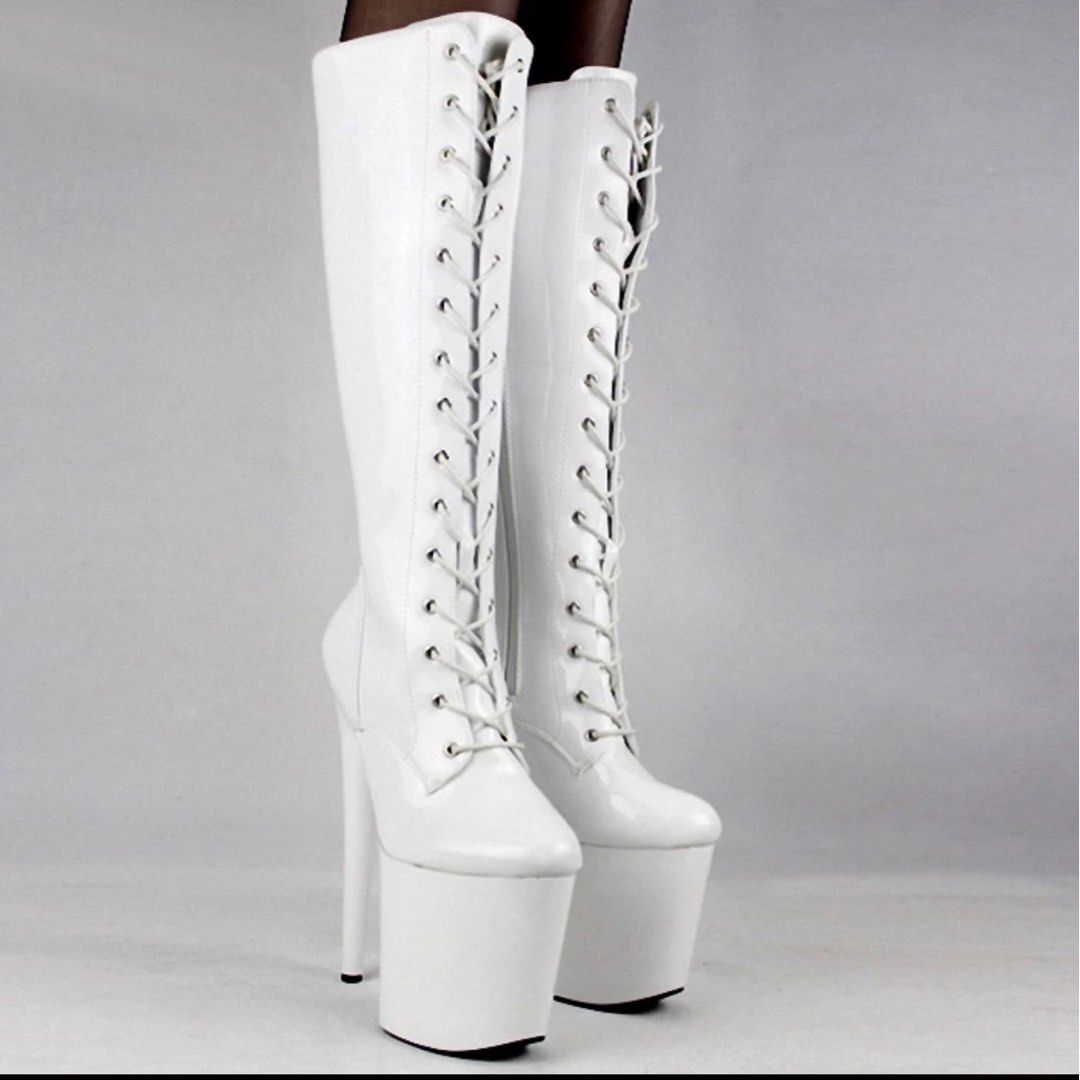 8 Inch Pole dancing White boots Women s Fashion Footwear Boots