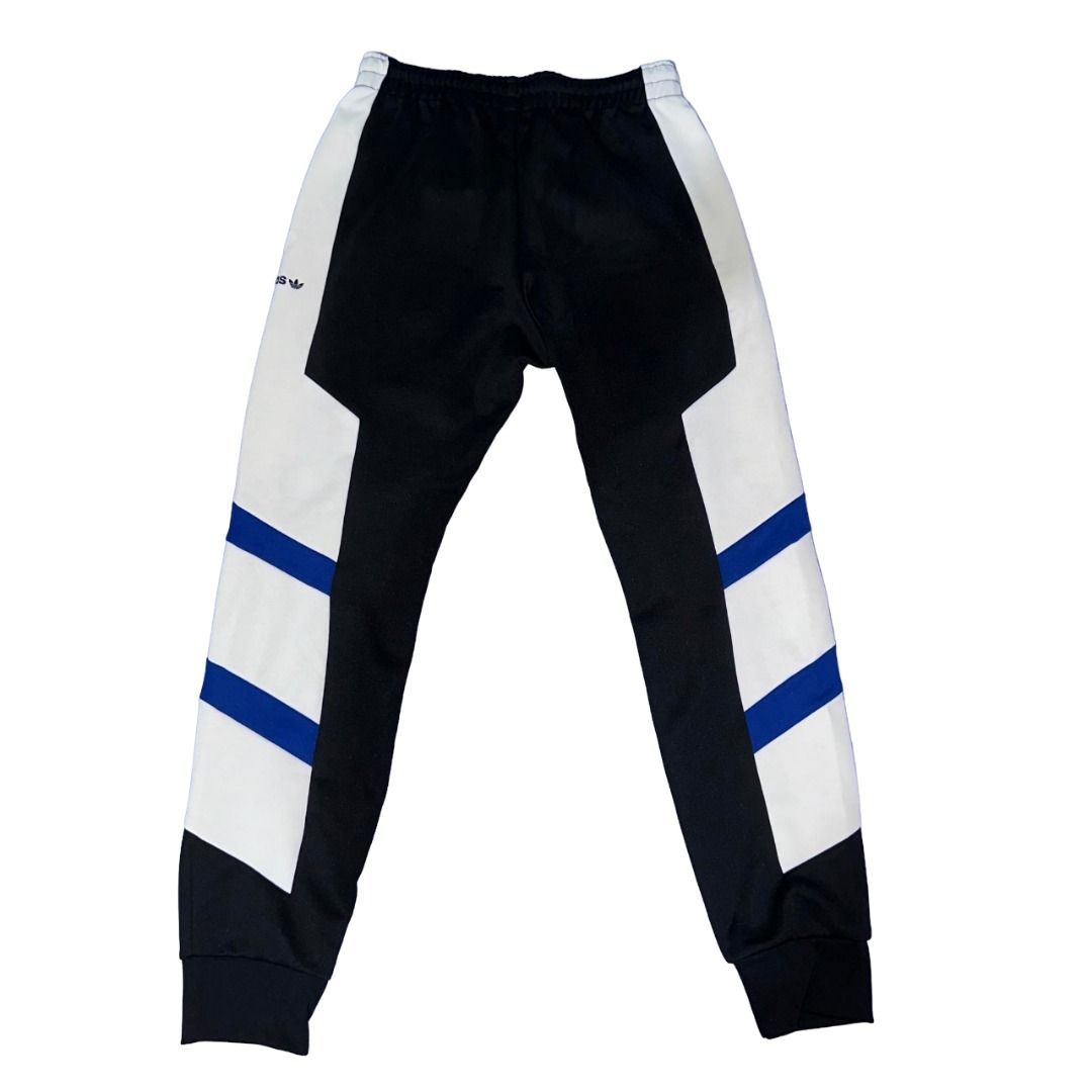 Adidas EQT Block Jogger Pants (Category: Joggers) located in Makati City. Submitted by sun9lasses (Listing ID 1281705378, Image 2). Description: Size: S Color: black/blue/white Condition: 9/10 Issue/s: none Waistline: ~28-33 (stretchable) Thigh: ~10 Inseam: 30 Length: 38 Leg Opening: 6-7 MOP: GCash *color may vary due to lighting.