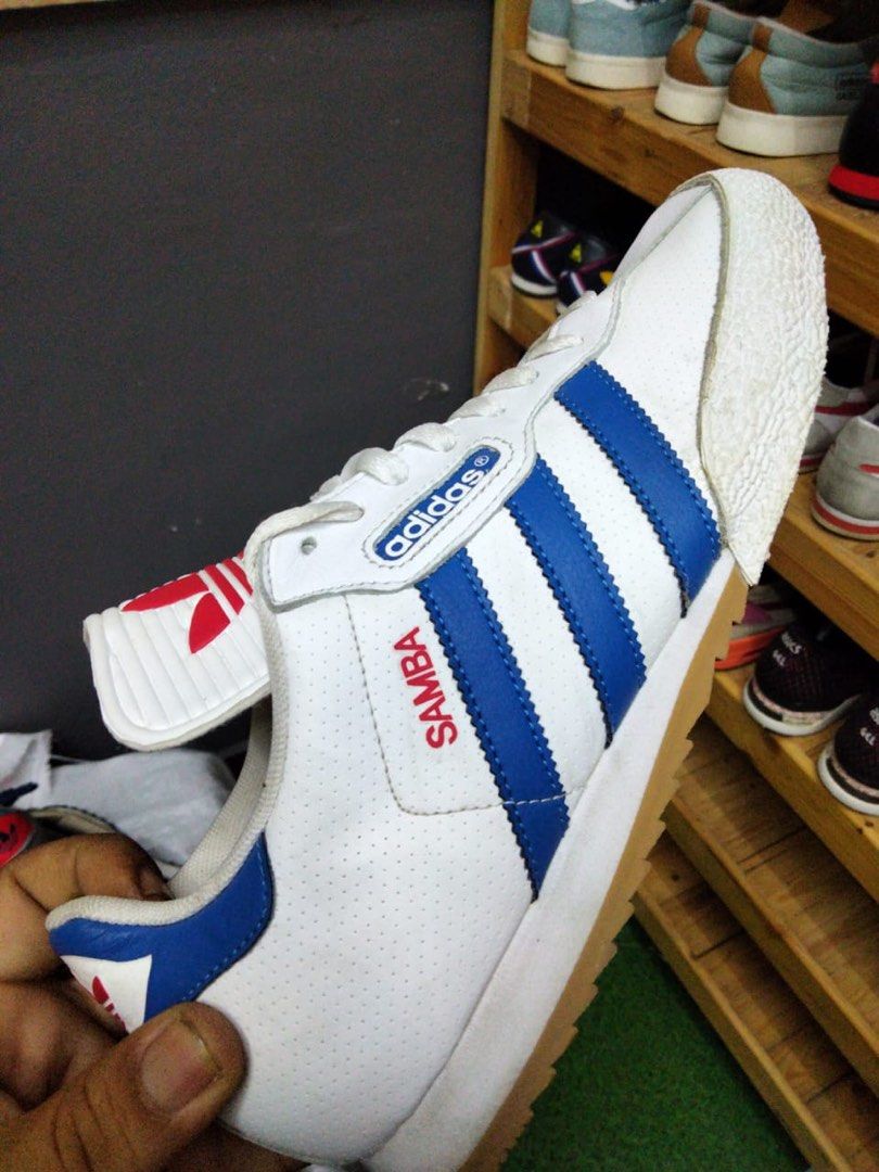 Adidas samba super top white blue red