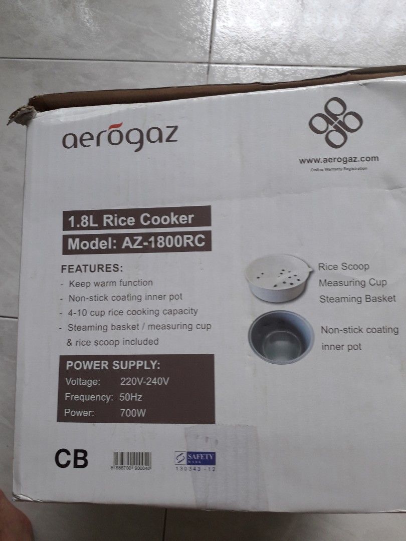 Aerogaz Rice Cooker 1.8L, TV & Home Appliances, Kitchen Appliances ...