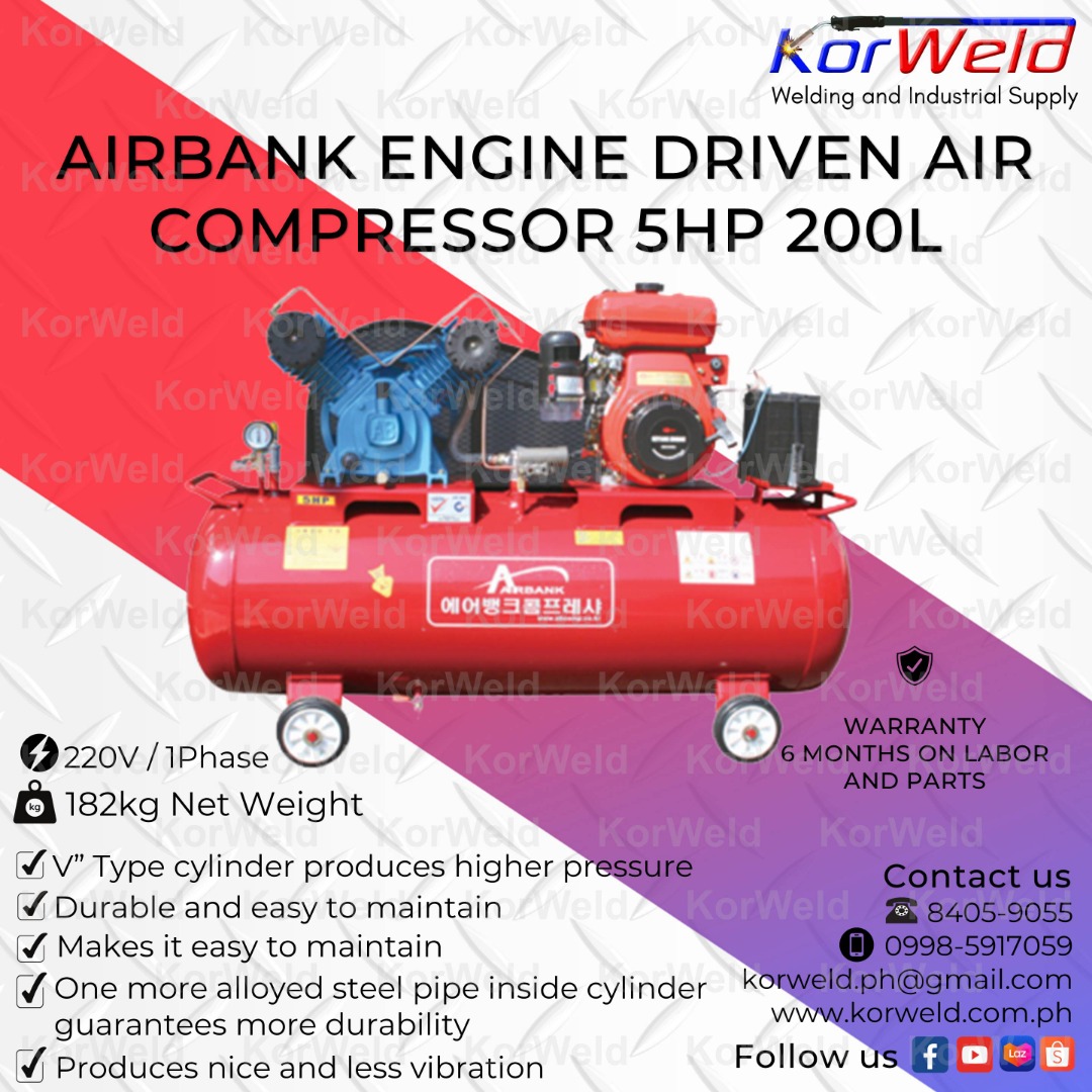AIRBANK Engine Driven Air Compressor ABEN-5HP 200L (Gasoline ...
