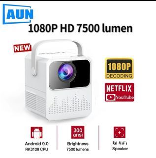 aun movie Projector mini 7500 lumens 4K full hd 1080P rojector for phone With Bluetooth smart