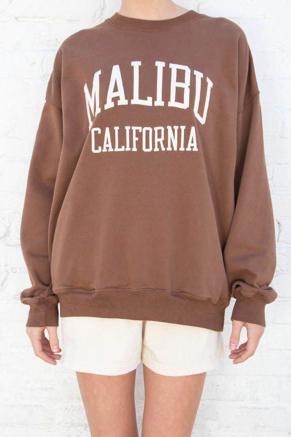 John Galt Brown Malibu California Crew Neck Sweatshirt