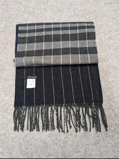 A.V.V. HOMME Japan Wool Knitted Knit Muffler Scarf Scarves Black Stripe Grey Winter Snow