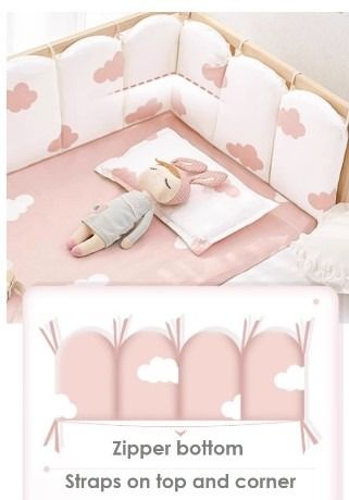 Baby Cot Bumper Cushion Crib Bedding Safety Rails For Children Kids Safe Bumper 45cm height high bumper Color White 45cm Pink 45cm Green 45cm
