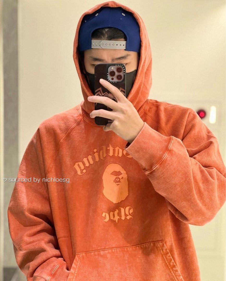 Red bape cheap pullover hoodie