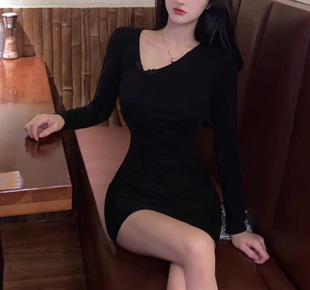 HOT SALE Black Long Sleeve Qipao Cheong sam details knot Sexy Slimming Dress Cool Hot Women s Fashion Dresses Sets Dresses on Carousell