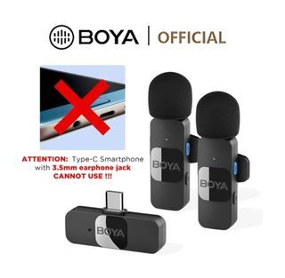 BOYA BY-V1/V2 Wireless Lavalier Microphone with Active Noise Cancellation Vlogging Live Mic for