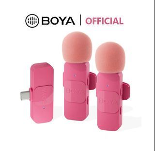 BOYA BY-V2/V20 Pink Wireless Lavalier Microphone with Noise Reduction for USB-C Android Smartphones