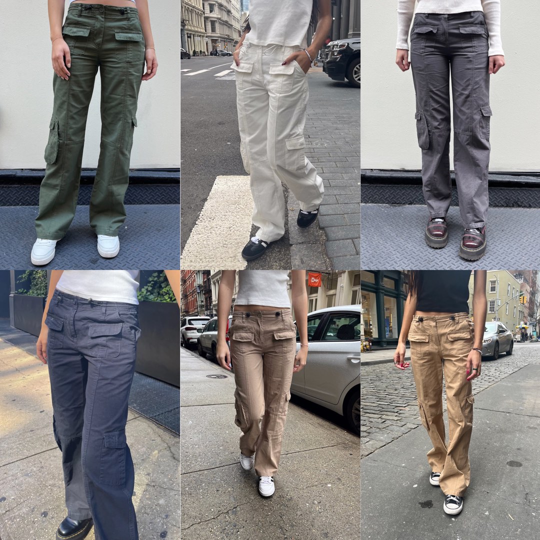 BN Brandy Melville Green Kim Cargo Pants, Women's Fashion, Bottoms