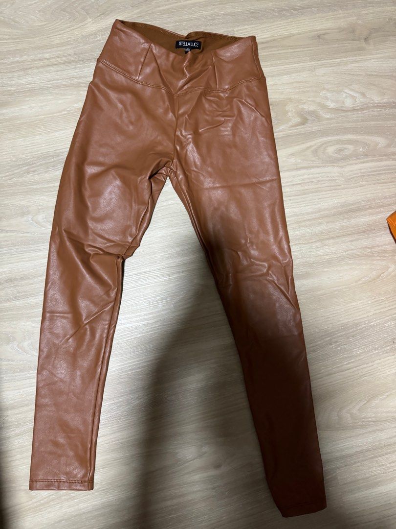 leather brown pants zara
