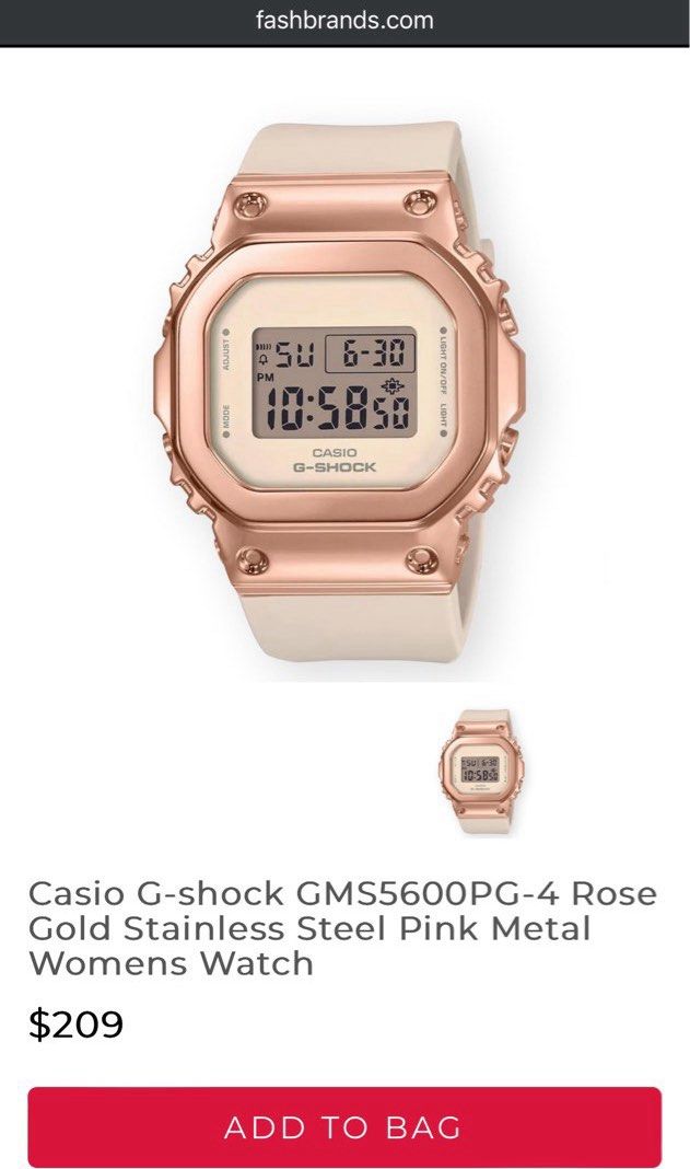 Casio G shock Stainless Steel Rose Gold Women Watch