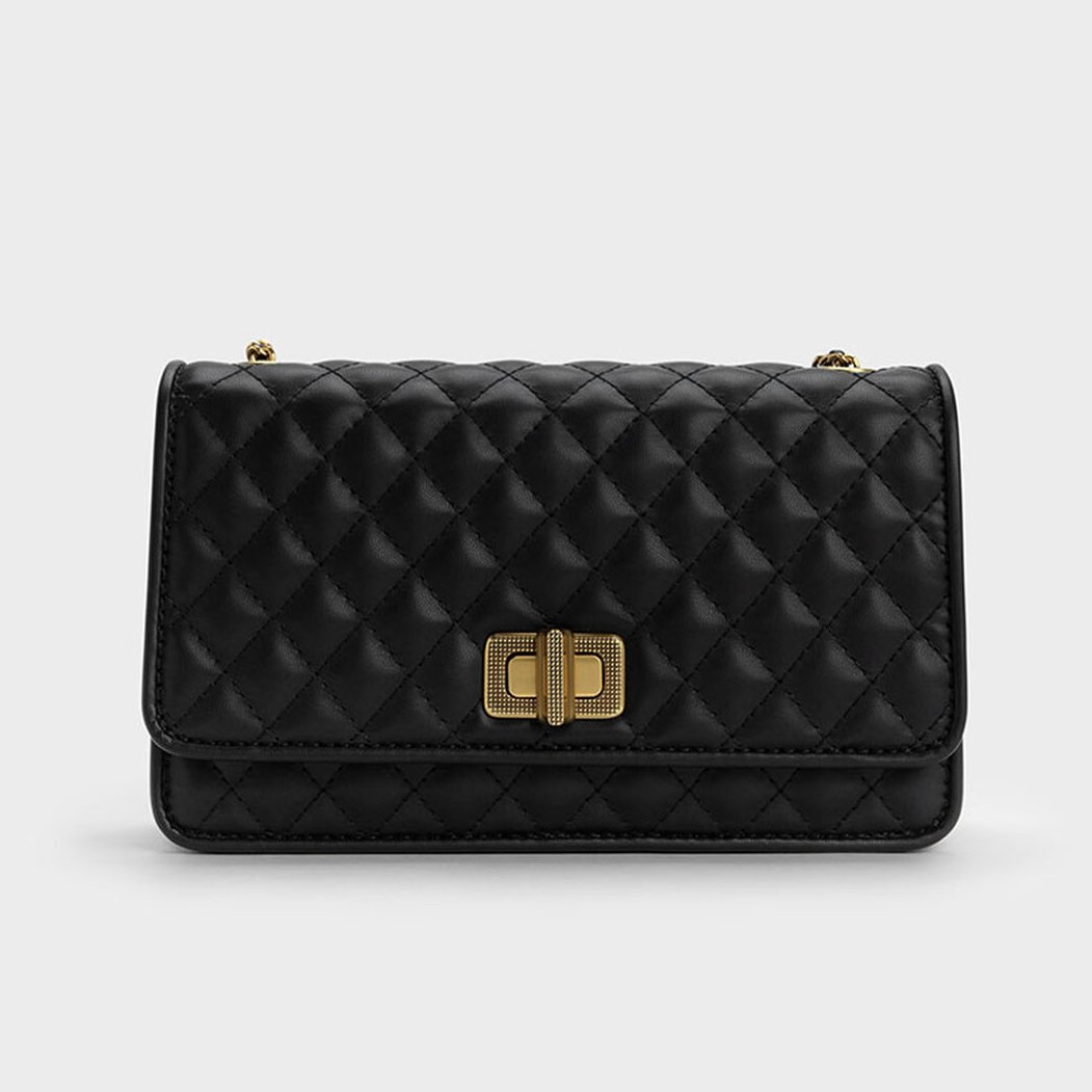 Quilted hard clutch bag top