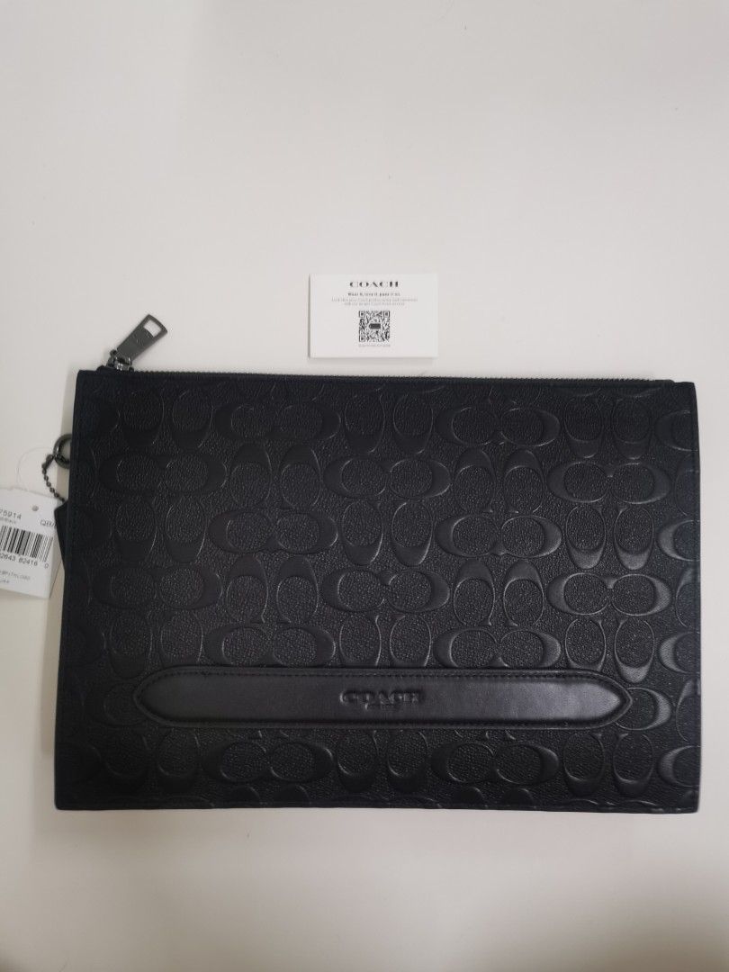 Coach black 2024 leather clutch