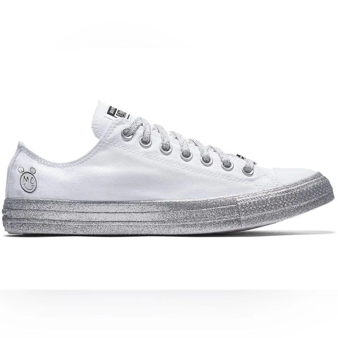 Converse X Miley Cyrus Chuck Taylor All Star Low Sneakers White And Silver Glitter