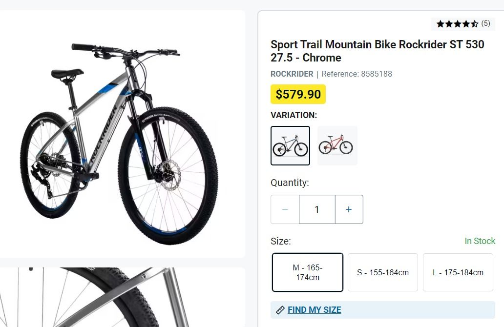 DECATHLON Sport Trail Mountain Bike Rockrider ST 530 27.5 Chrome