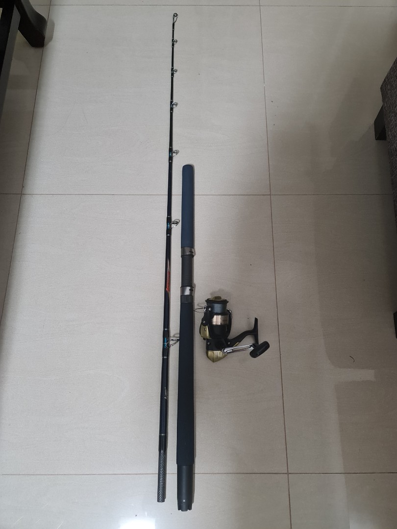 Fishing rod free Shimano reel with pe line, Sports Equipment, Fishing on  Carousell