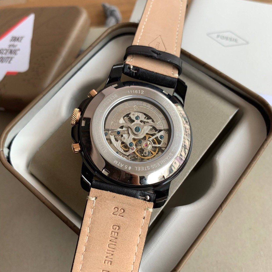 Grant sport automatic black clearance leather watch