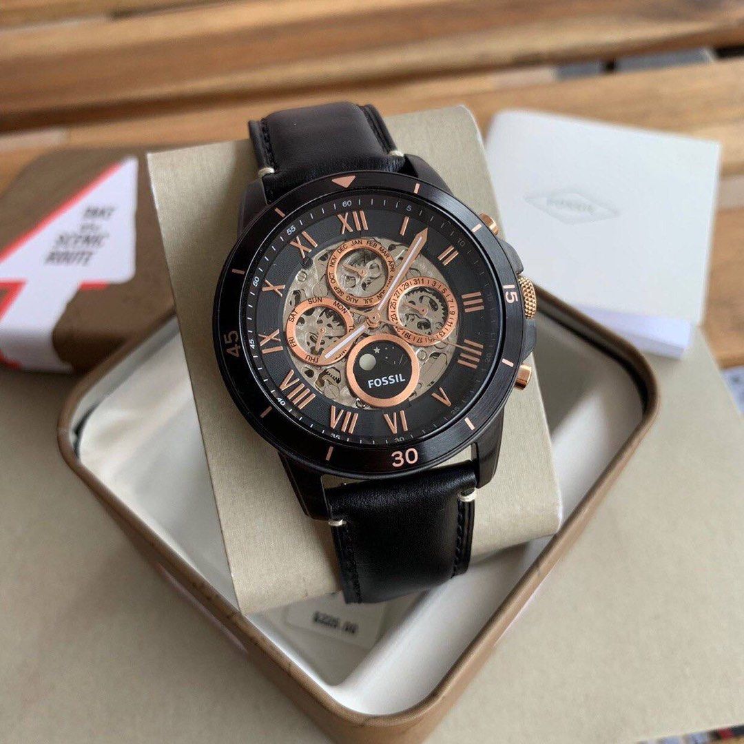 Grant sport automatic on sale black leather watch