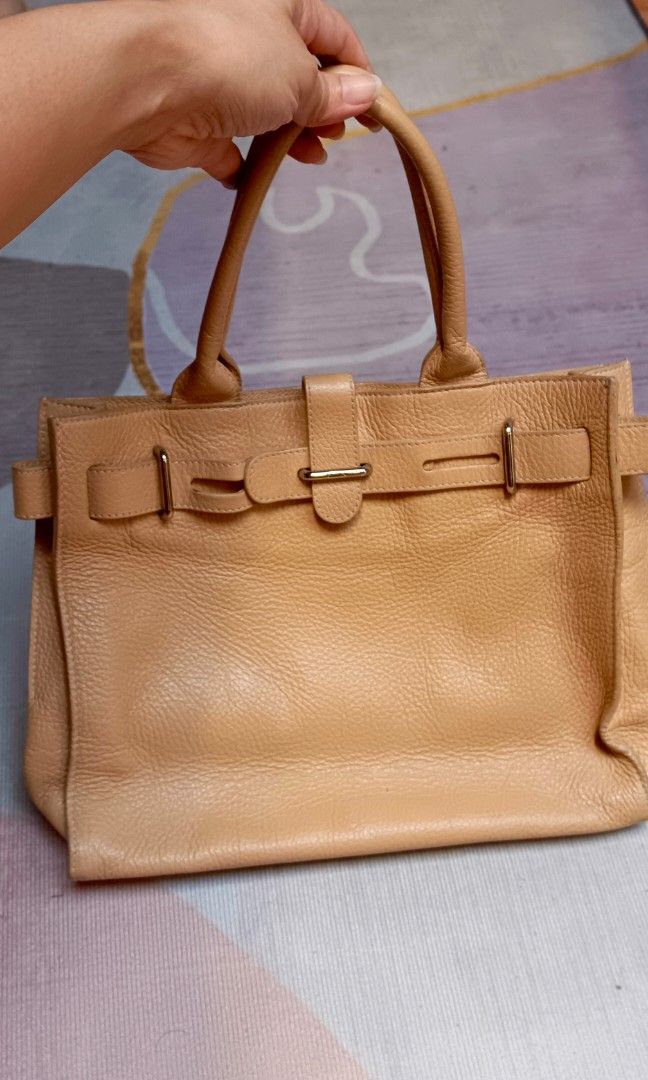 FURLA Greta leather top handle Bag looks like birkin Luxury Bags Wallets on Carousell
