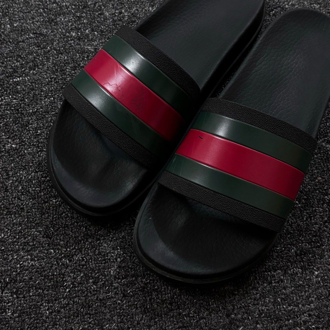 Gucci Black Web Stripe Slide Sandal G10 Fit UK10 10.5 Men s