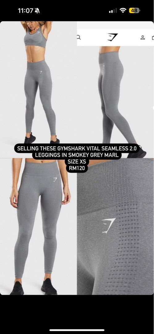 Gymshark Vital Seamless 2.0 Leggings Smokey Grey Marl, Women's