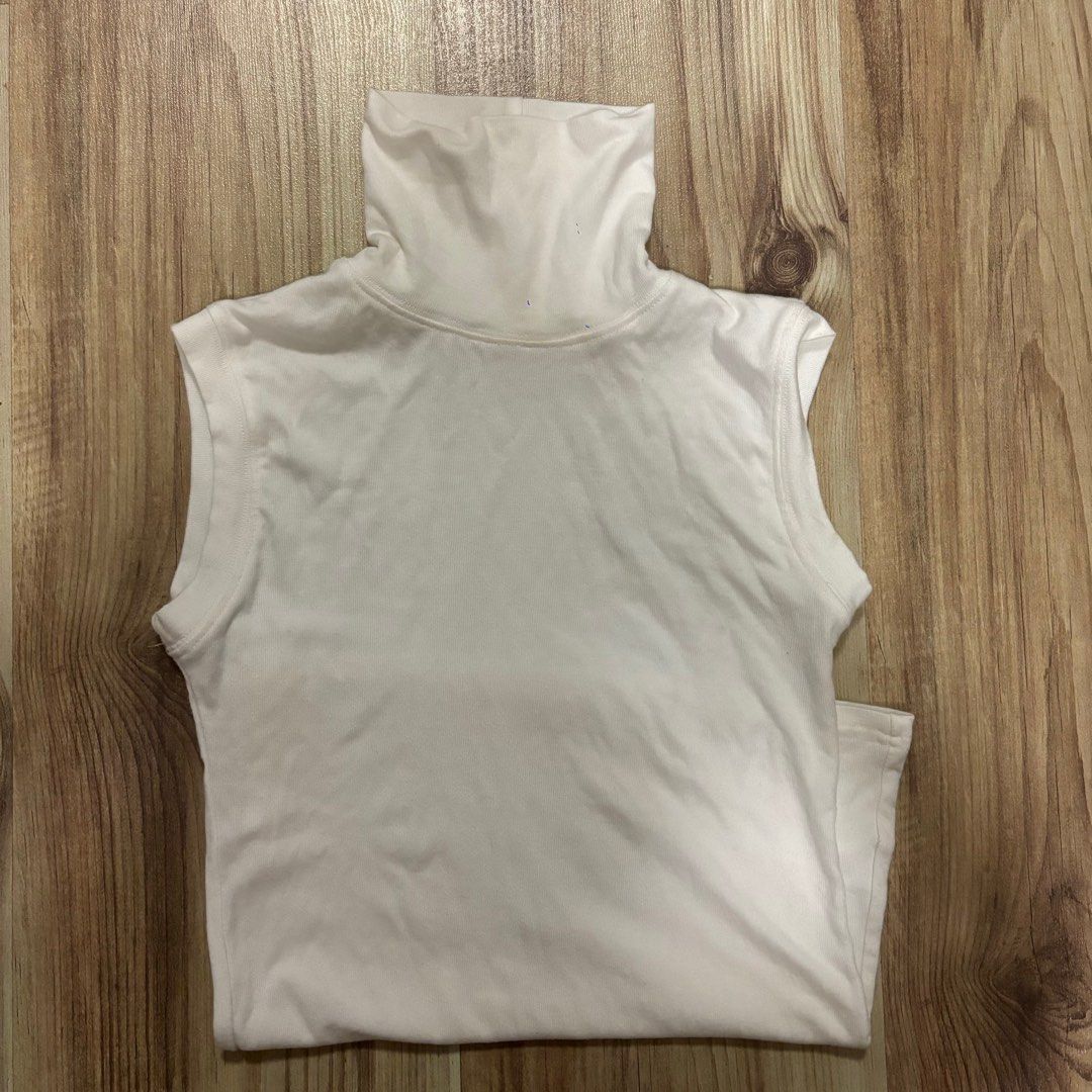White mock neck tank top store