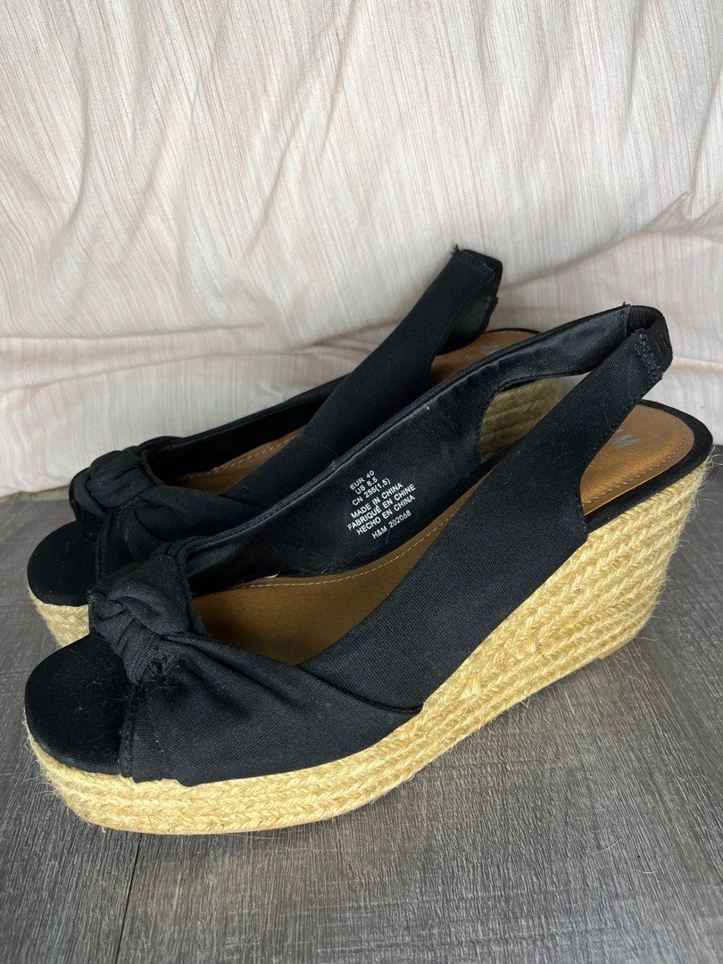 H M Black Wedges Women s Fashion Footwear Wedges on Carousell