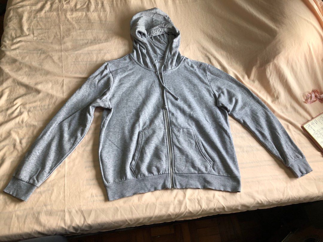 H M Divided Grey Hooded Jacket Large Pre loved Women s Fashion