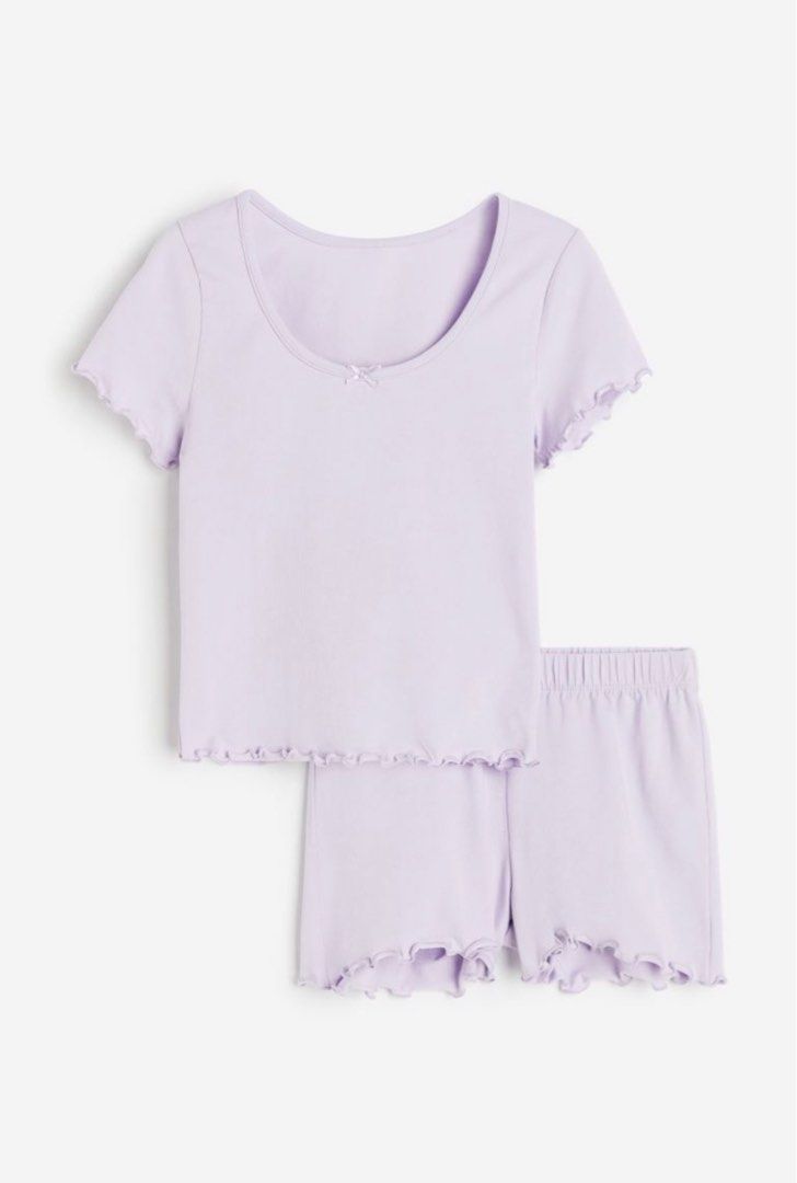 H M lilac jersey pyjamas ruffles set sleepwear