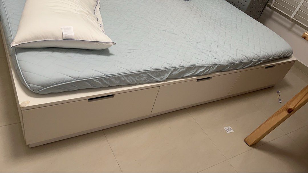 Ikea Queen Size Bed Frame with 6 drawers Furniture Home Living