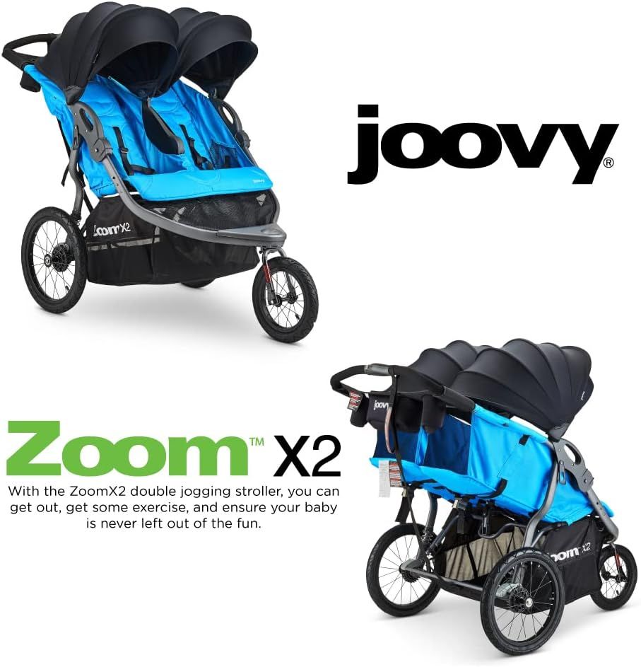 Joovy Zoom X2 Double Jogging Stroller Double Stroller Extra Large Air Filled Tires Glacier Glacier Babies Kids Going Out Strollers on Carousell