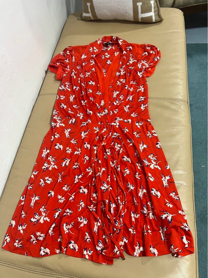 open lace back dress Ann Taylor LOFT Red White Floral Short Sleeve Flounce Hem Mini Shift D   Brie