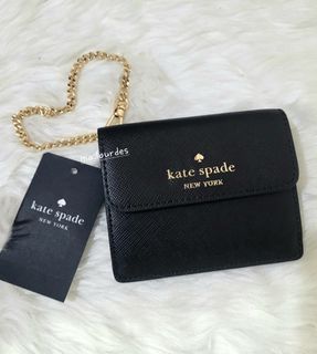 📌SALE❗️Kate♠️Spade Madison Saffiano Leather Small Flap Cardcase with Chain🇱🇷