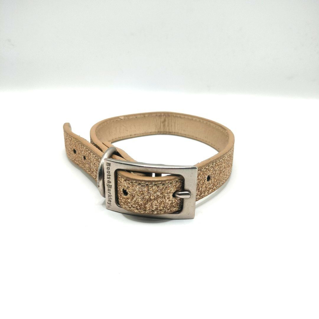 Leather Glitter Gold Dog Collar with Color Gold Pet Supplies