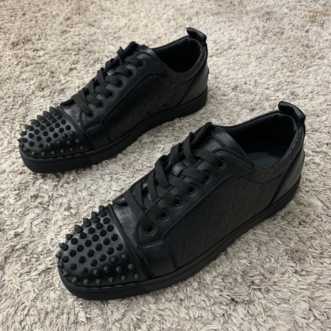 Louboutin louis junior spikes cl perforated sneakers black, Fesyen
